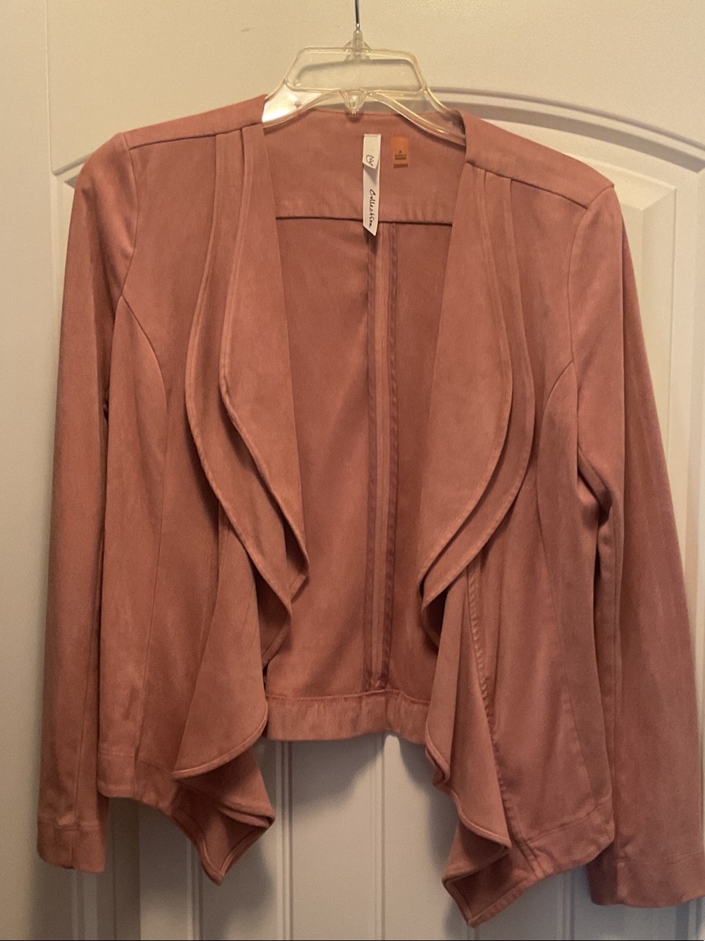 NY Collection Dusty Rose Draped Open-Front Blazer